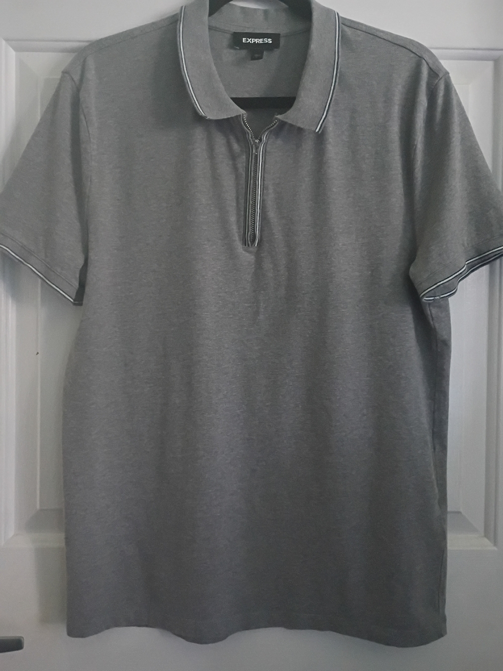 Express Men's Gray Zip Polo Shirt